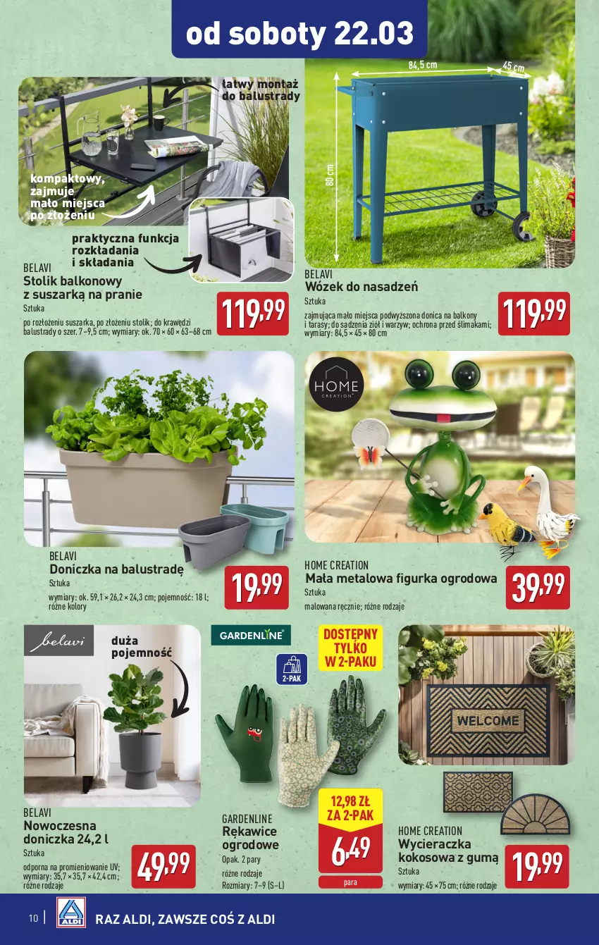 Gazetka promocyjna Aldi - Artykuły przemysłowe i tekstylia - ważna 19.03 do 22.03.2025 - strona 10 - produkty: Kokos, O nas, Por, Rękawice, Stolik, Suszarka, Wózek, Wycieraczka