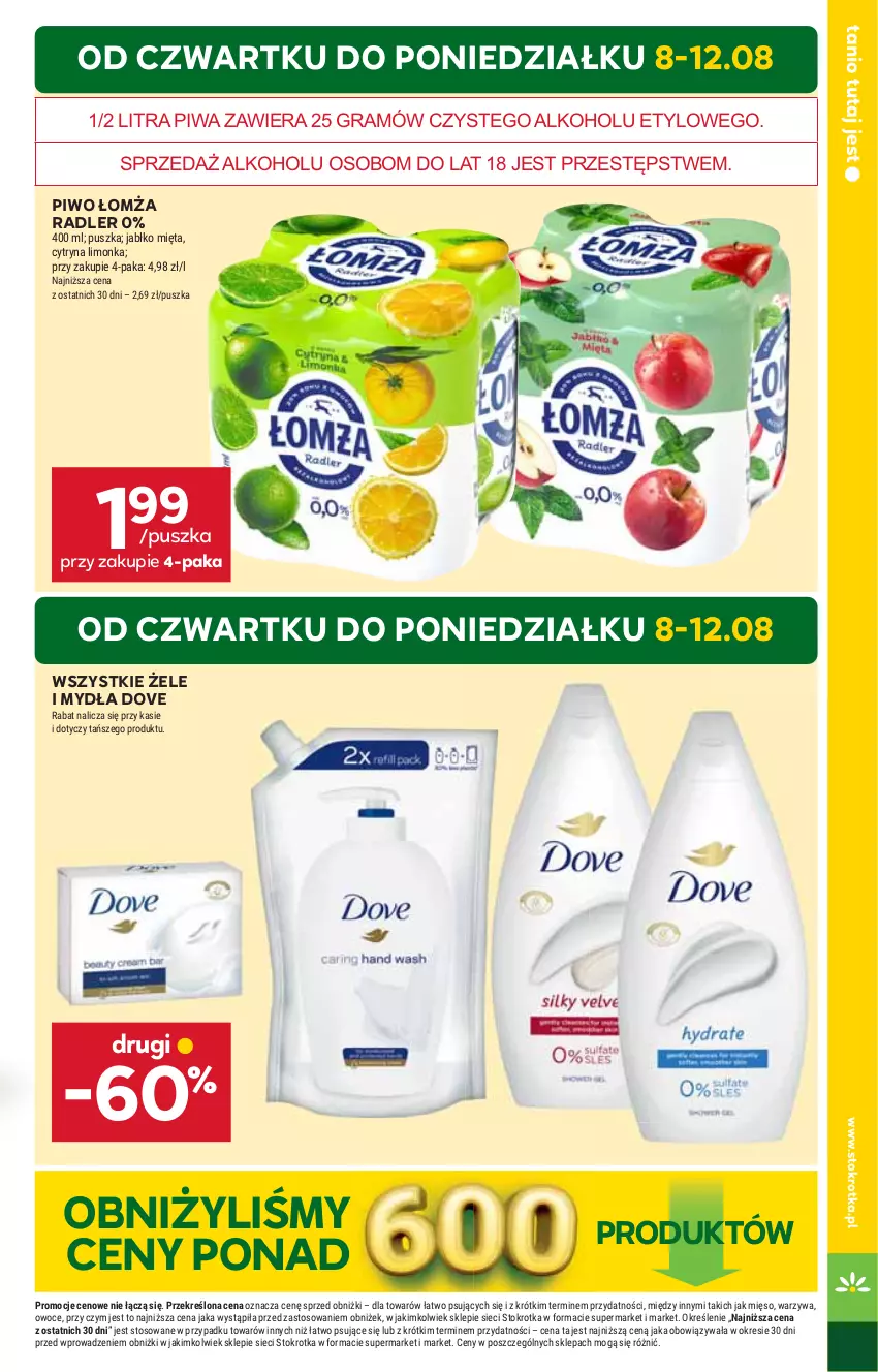 Gazetka promocyjna Stokrotka - Market - ważna 08.08 do 12.08.2024 - strona 5 - produkty: Dove, Gra, HP, Piwa, Piwo, Radler