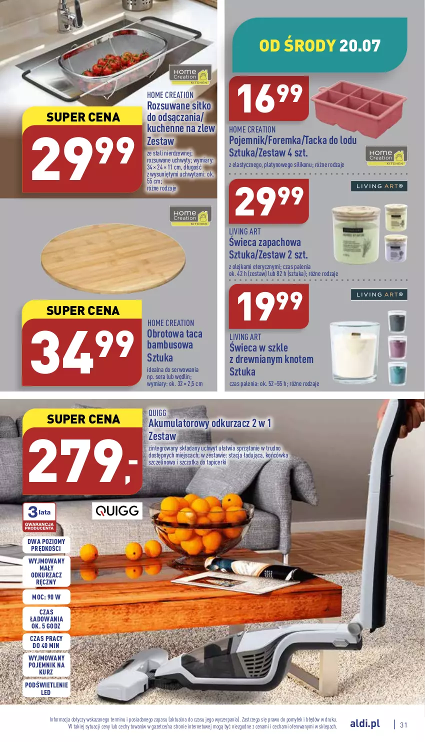 Gazetka promocyjna Aldi - Pełny katalog - ważna 18.07 do 23.07.2022 - strona 31 - produkty: Akumulator, Odkurzacz, Olej, Pojemnik, Ser, Sitko, Sprzątanie, Szczotka, Taca, Uchwyty, Zlew