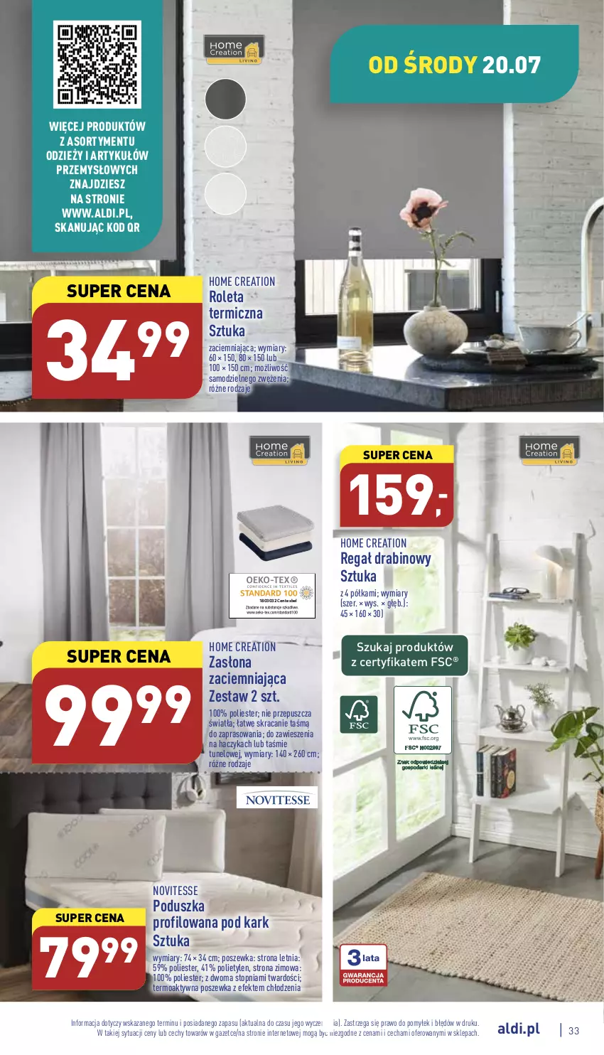 Gazetka promocyjna Aldi - Pełny katalog - ważna 18.07 do 23.07.2022 - strona 33 - produkty: Haczyk, Poduszka, Półka, Poszewka, Regał, Roleta, Top, Tunel, Zasłona