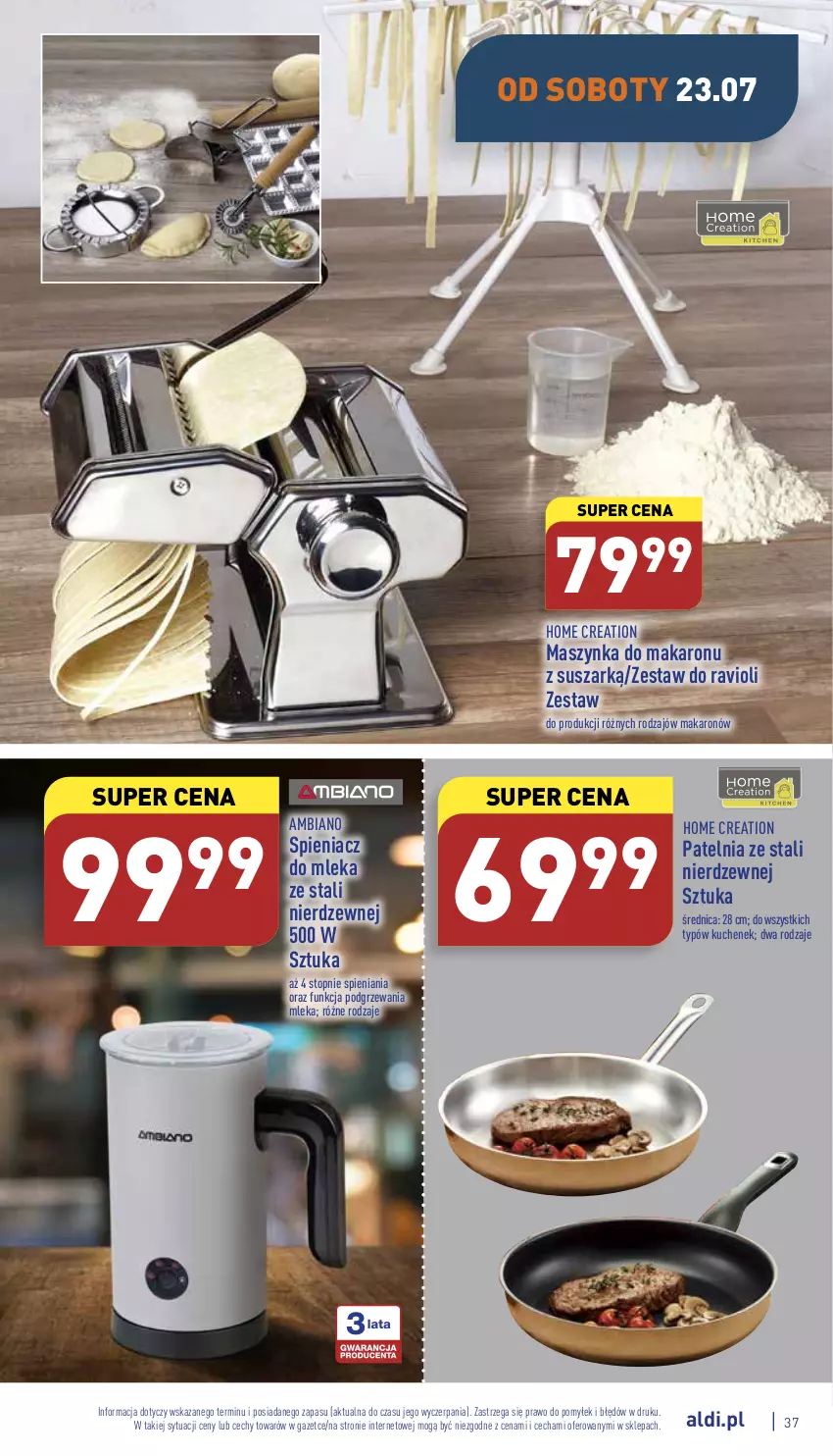 Gazetka promocyjna Aldi - Pełny katalog - ważna 18.07 do 23.07.2022 - strona 37 - produkty: Makaron, Maszynka, Patelnia, Szynka, Top