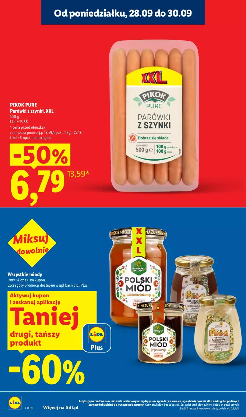 Gazetka promocyjna Lidl - Gazetka ważna od 28.09 do 30.09 - ważna 28.09 do 30.09.2026 - strona 10 - produkty: Parówki, Parówki z szynki, PIKOK, Pur