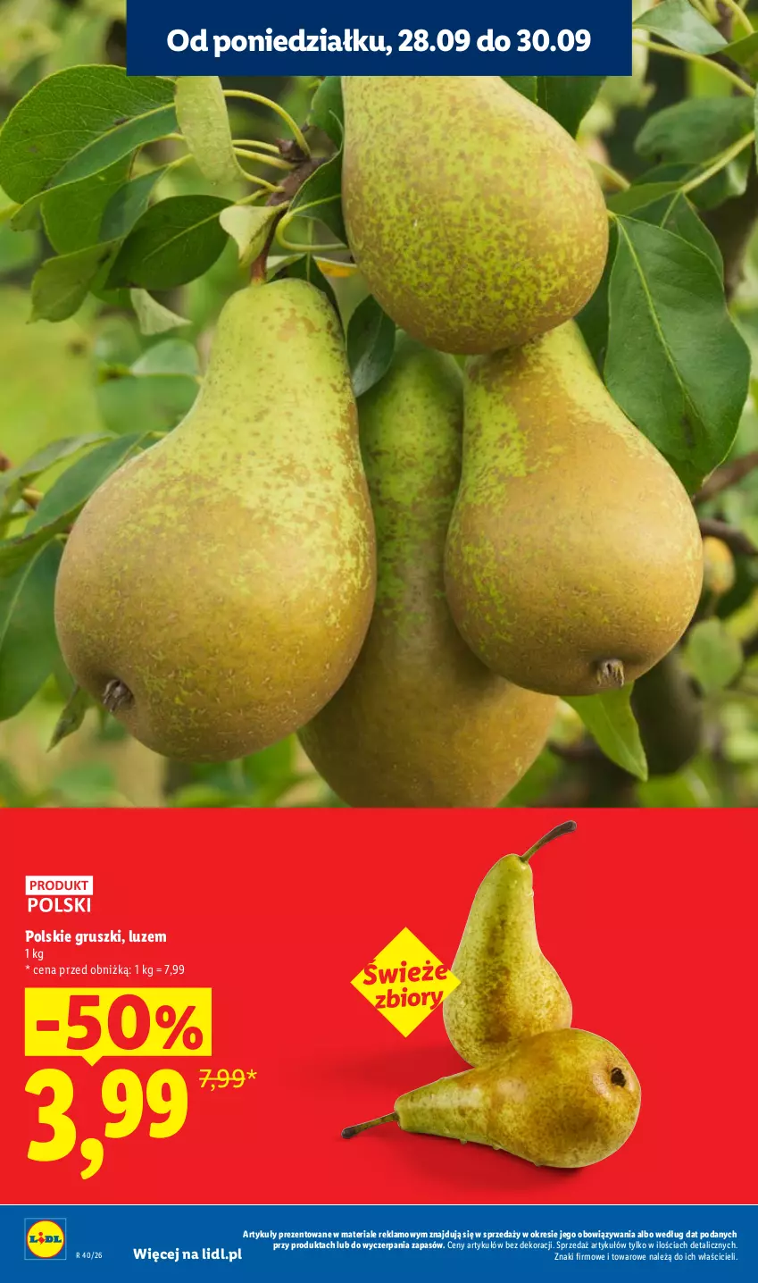 Gazetka promocyjna Lidl - Gazetka ważna od 28.09 do 30.09 - ważna 28.09 do 30.09.2026 - strona 12 - produkty: Gruszki