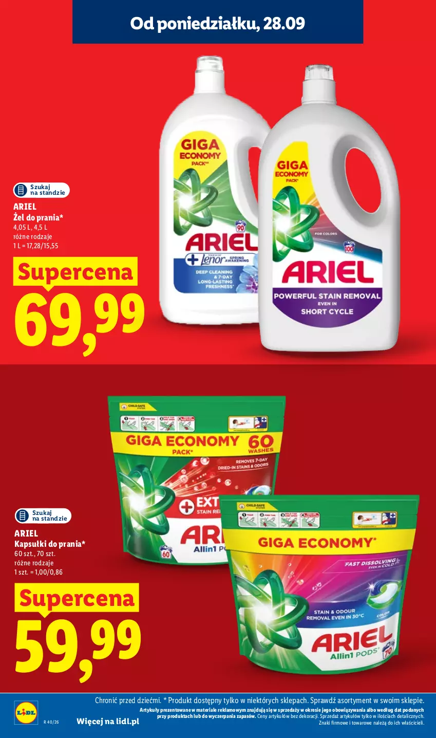 Gazetka promocyjna Lidl - Gazetka ważna od 28.09 do 30.09 - ważna 28.09 do 30.09.2026 - strona 20 - produkty: Ariel, Kapsułki do prania