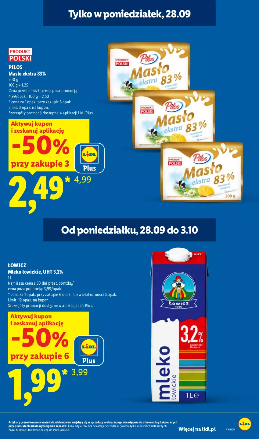 Gazetka promocyjna Lidl - Gazetka ważna od 28.09 do 30.09 - ważna 28.09 do 30.09.2026 - strona 5 - produkty: Masło, Mleko, Pilos