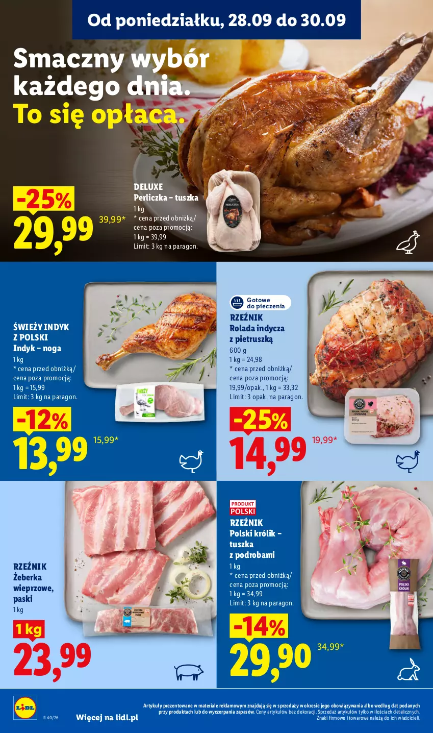 Gazetka promocyjna Lidl - Gazetka ważna od 28.09 do 30.09 - ważna 28.09 do 30.09.2026 - strona 54 - produkty: Królik, Perliczka, Piec, Rolada, Tusz