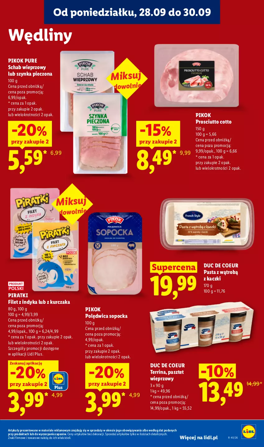 Gazetka promocyjna Lidl - Gazetka ważna od 28.09 do 30.09 - ważna 28.09 do 30.09.2026 - strona 57 - produkty: Kurczak, Pasztet, Piec, PIKOK, Polędwica, Prosciutto, Pur, Schab wieprzowy, Szynka