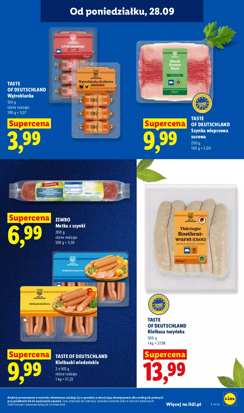 Gazetka promocyjna Lidl - Gazetka ważna od 28.09 do 30.09 - ważna 28.09 do 30.09.2026 - strona 67 - produkty: Bianka, Kiełbasa, Szynka, Szynka wieprzowa