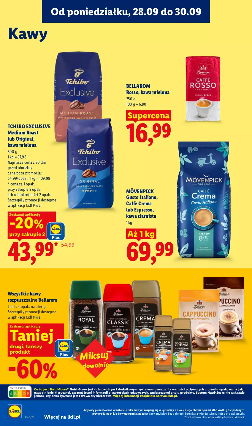 Gazetka promocyjna Lidl - Gazetka ważna od 28.09 do 30.09 - ważna 28.09 do 30.09.2026 - strona 74 - produkty: Bell, Bella, Gin, Kawa, Kawa mielona, Kawa ziarnista, Tchibo