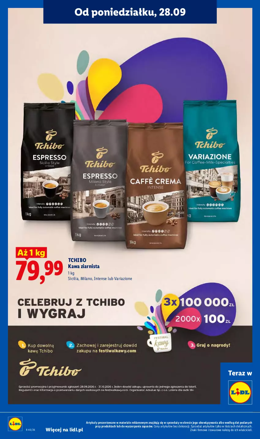 Gazetka promocyjna Lidl - Gazetka ważna od 28.09 do 30.09 - ważna 28.09 do 30.09.2026 - strona 76 - produkty: Kawa, Kawa ziarnista, Tchibo, Tera
