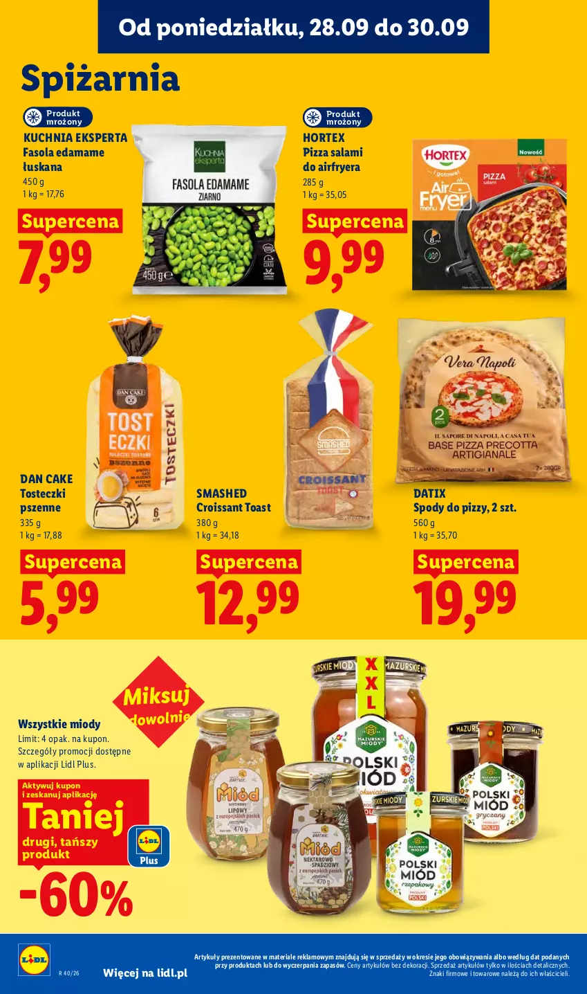 Gazetka promocyjna Lidl - Gazetka ważna od 28.09 do 30.09 - ważna 28.09 do 30.09.2026 - strona 86 - produkty: Croissant, Dan Cake, Edam, Fa, Fasola, Hortex, Kuchnia, Pizza, Salami
