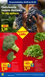 Gazetka promocyjna Lidl - Gazetka ważna od 28.09 do 30.09 - Gazetka - ważna od 30.09 do 30.09.2026 - strona 46 - produkty: Rukola, Winogrona, Brokuły, Wino