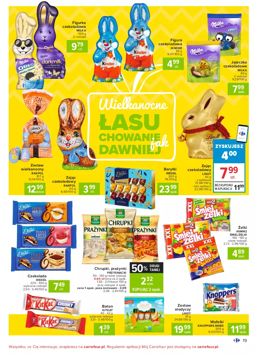 Gazetka promocyjna Carrefour - Gazetka Carrefour - ważna 15.03 do 22.03.2021 - strona 19 - produkty: Baryłki, Baton, Chrupki, Czekolada, Kinder, Knoppers, Kosz, Lindt, Milka, Nimm2, Przysnacki