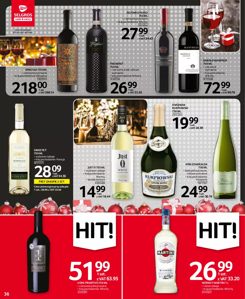 Gazetka promocyjna Selgros - Oferta spożywcza - ważna 01.12 do 14.12.2022 - strona 36 - produkty: Gin, Martini