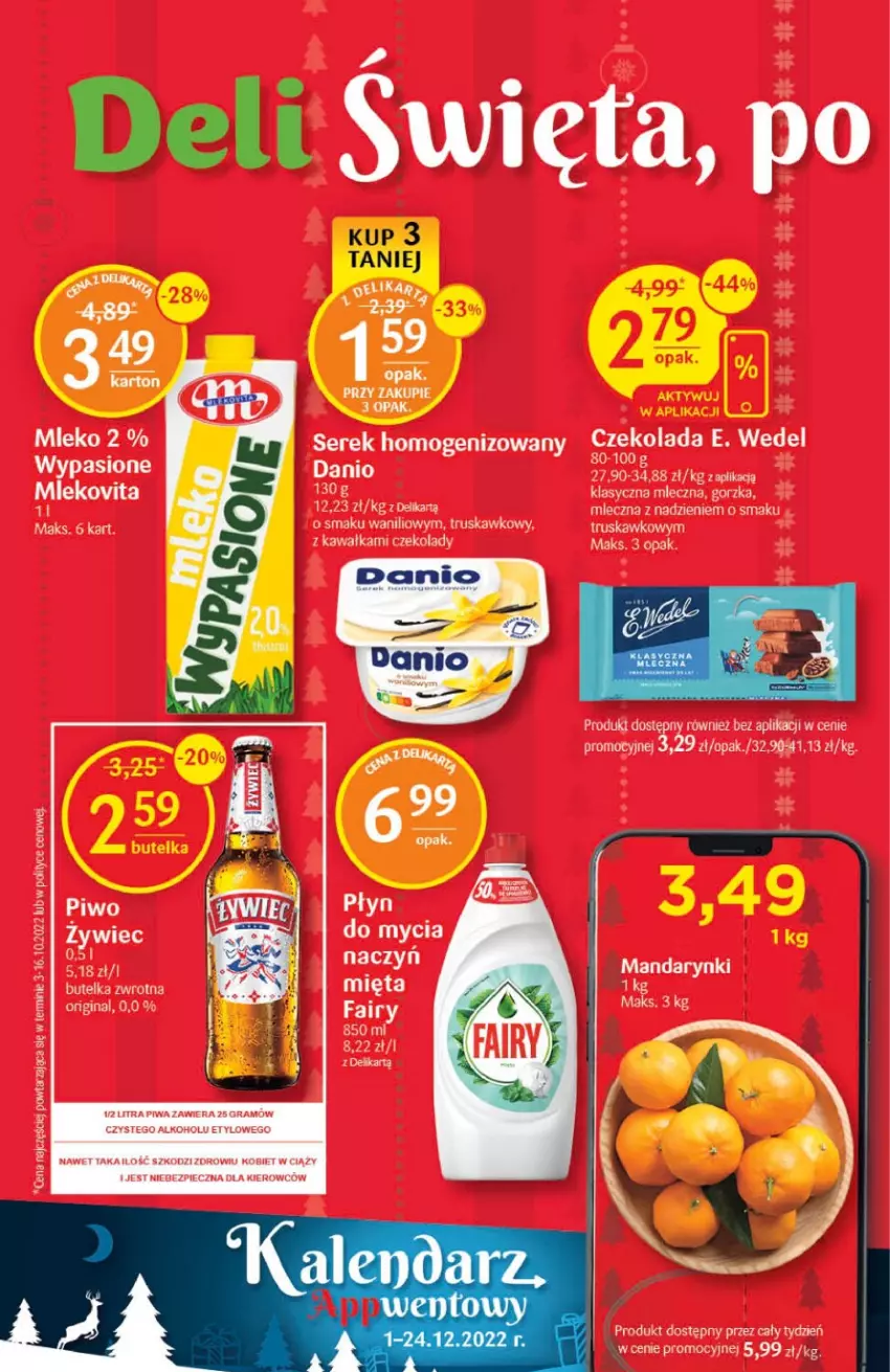 Gazetka promocyjna Delikatesy Centrum - Gazetka DC47 - ważna 01.12 do 07.12.2022 - strona 2 - produkty: Czekolada, Danio, E. Wedel, Fa, Fairy, Gin, Gra, Kawa, Mandarynki, Mięta, Mleko, Mlekovita, Piec, Piwa, Ser, Serek, Serek homogenizowany, Sos