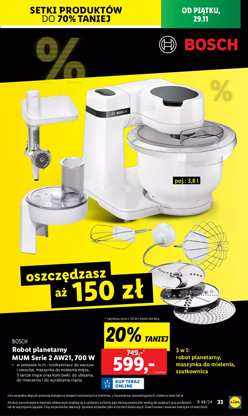 Gazetka promocyjna Lidl - GAZETKA - ważna 25.11 do 30.11.2024 - strona 35 - produkty: Bosch, Maszynka, Maszynka do mielenia, Robot, Robot planetarny, Rozdrabniacz, Ser, Szatkownica, Szynka