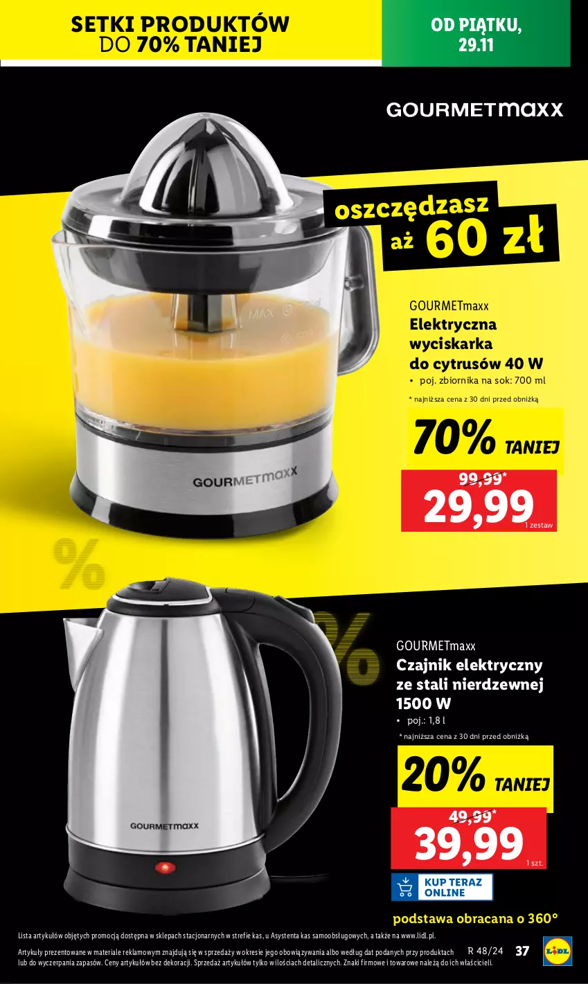 Gazetka promocyjna Lidl - GAZETKA - ważna 25.11 do 30.11.2024 - strona 39 - produkty: Acana, Czajnik, Czajnik elektryczny, Sok, Wyciskarka