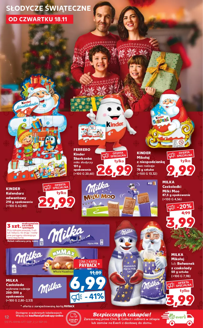 Gazetka promocyjna Kaufland - OFERTA TYGODNIA - ważna 18.11 do 24.11.2021 - strona 12 - produkty: Czekolada, Ferrero, Kalendarz, Kalendarz adwentowy, Kinder, Milka, Piec