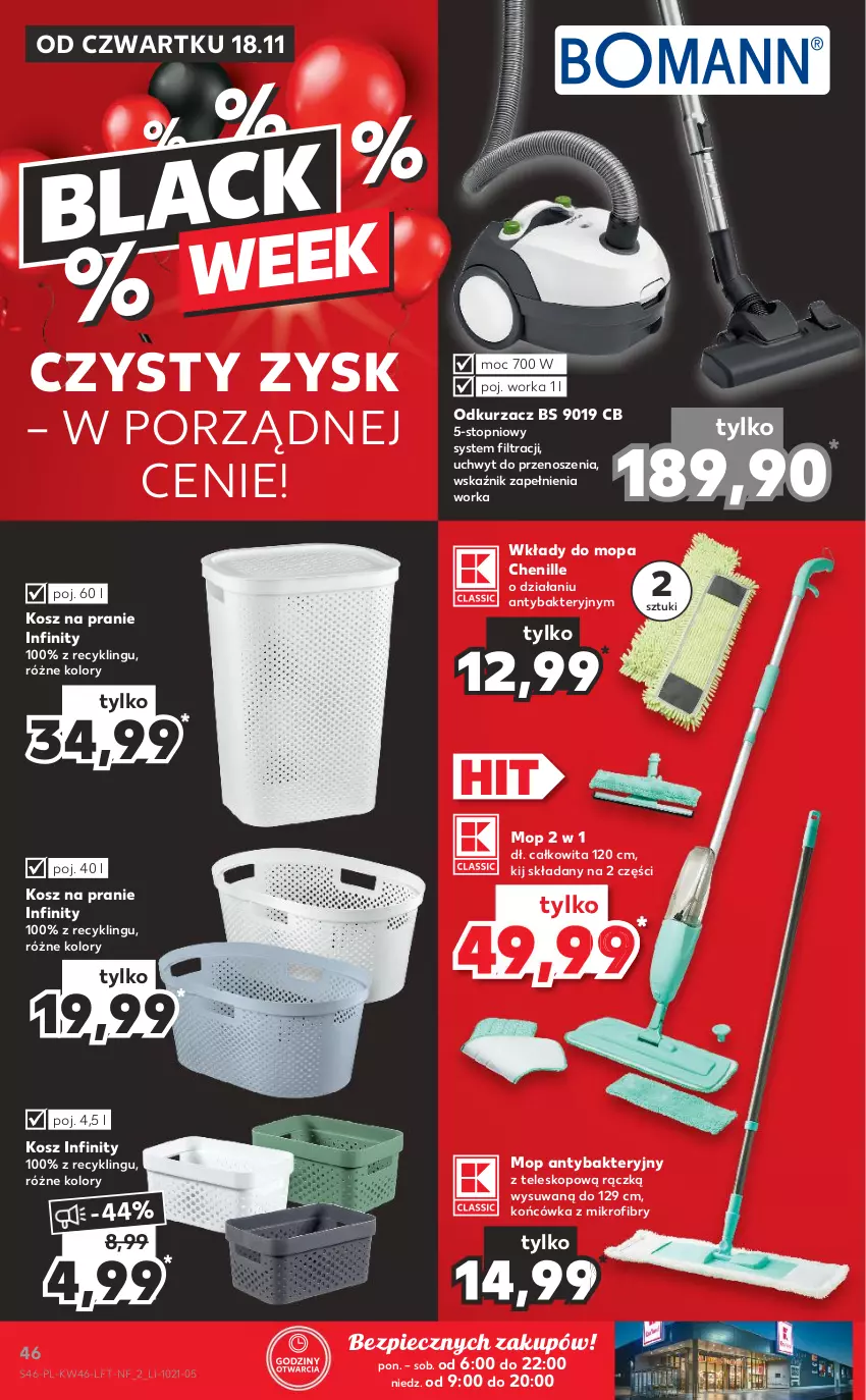 Gazetka promocyjna Kaufland - OFERTA TYGODNIA - ważna 18.11 do 24.11.2021 - strona 46 - produkty: Kosz, Mop, Odkurzacz, Orka, Piec, Por, Teleskop, Top