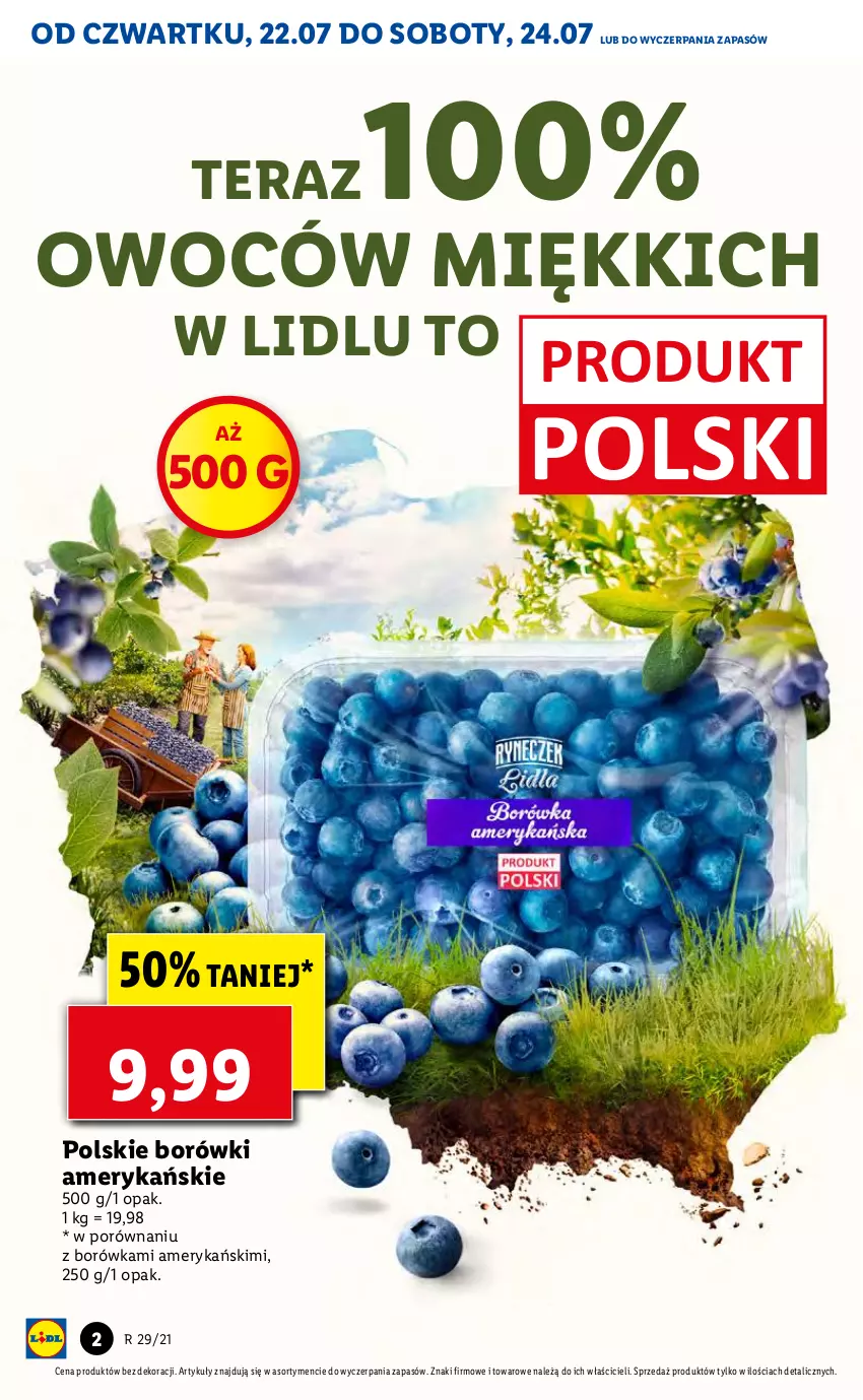 Gazetka promocyjna Lidl - GAZETKA - ważna 22.07 do 24.07.2021 - strona 2 - produkty: Borówka, Por, Tera