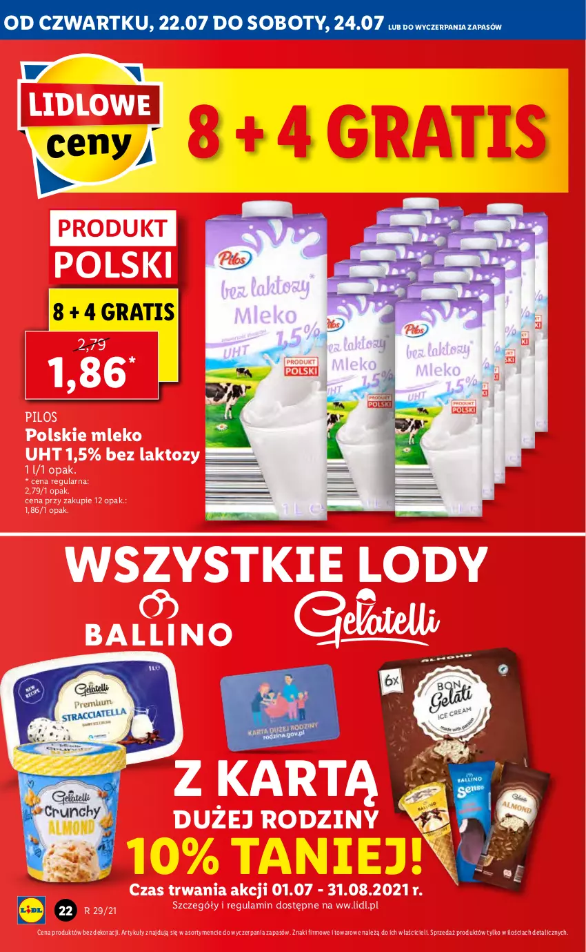 Gazetka promocyjna Lidl - GAZETKA - ważna 22.07 do 24.07.2021 - strona 22 - produkty: Gra, Lody, Mleko, Pilos