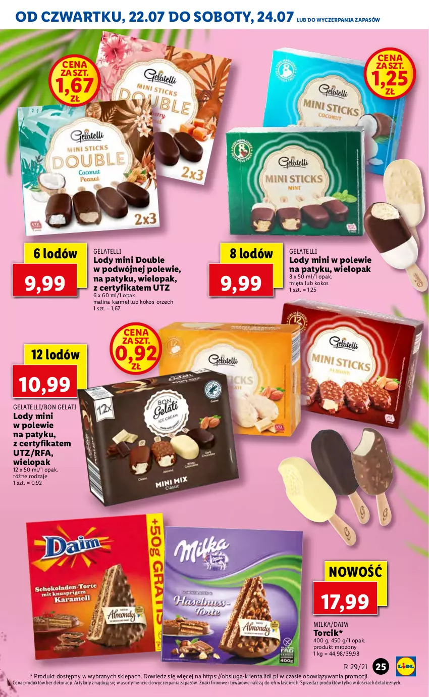 Gazetka promocyjna Lidl - GAZETKA - ważna 22.07 do 24.07.2021 - strona 25 - produkty: Fa, Kokos, Lody, Mięta, Milka