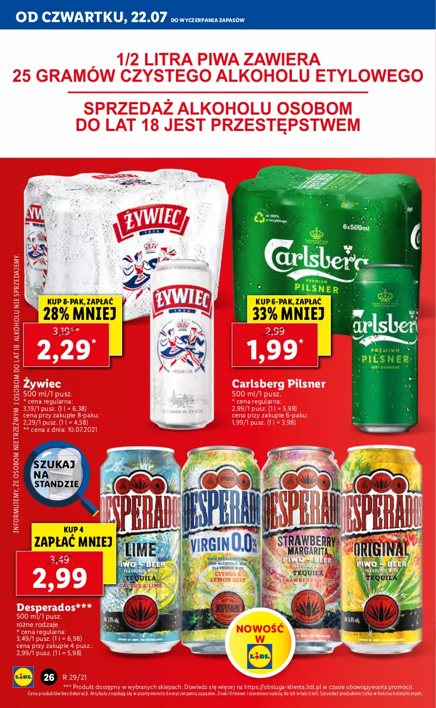 Gazetka promocyjna Lidl - GAZETKA - ważna 22.07 do 24.07.2021 - strona 26 - produkty: Carlsberg, Desperados