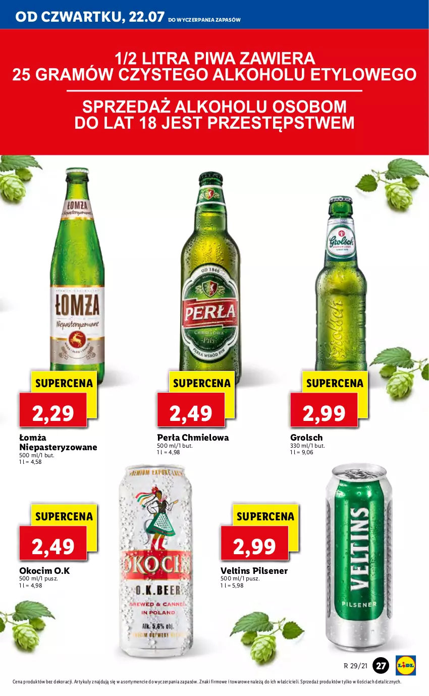 Gazetka promocyjna Lidl - GAZETKA - ważna 22.07 do 24.07.2021 - strona 27 - produkty: Koc, Okocim, Perła