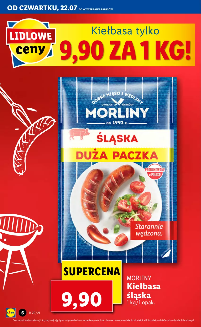 Gazetka promocyjna Lidl - GAZETKA - ważna 22.07 do 24.07.2021 - strona 6 - produkty: Kiełbasa, Kiełbasa śląska, Morliny