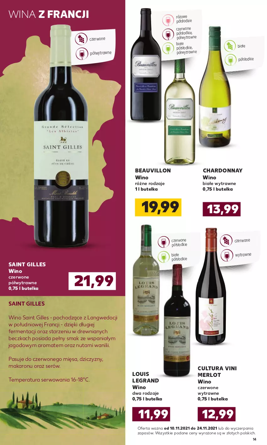 Gazetka promocyjna Kaufland - Oferta specjalna - ważna 10.11 do 24.11.2021 - strona 14 - produkty: Chardonnay, Gra, Makaron, Merlot, Ser, Wino, Wino czerwone