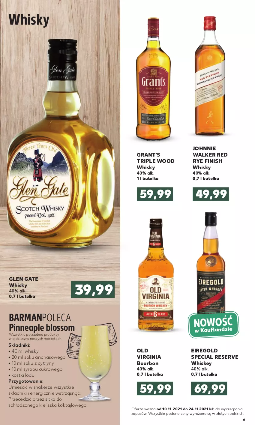 Gazetka promocyjna Kaufland - Oferta specjalna - ważna 10.11 do 24.11.2021 - strona 6 - produkty: Ananas, Bourbon, Cytryny, Finish, Gin, Glen Gate, Gra, Grant's, Johnnie Walker, Old Virginia, Ser, Sitko, Sok, Syrop, Whiskey, Whisky