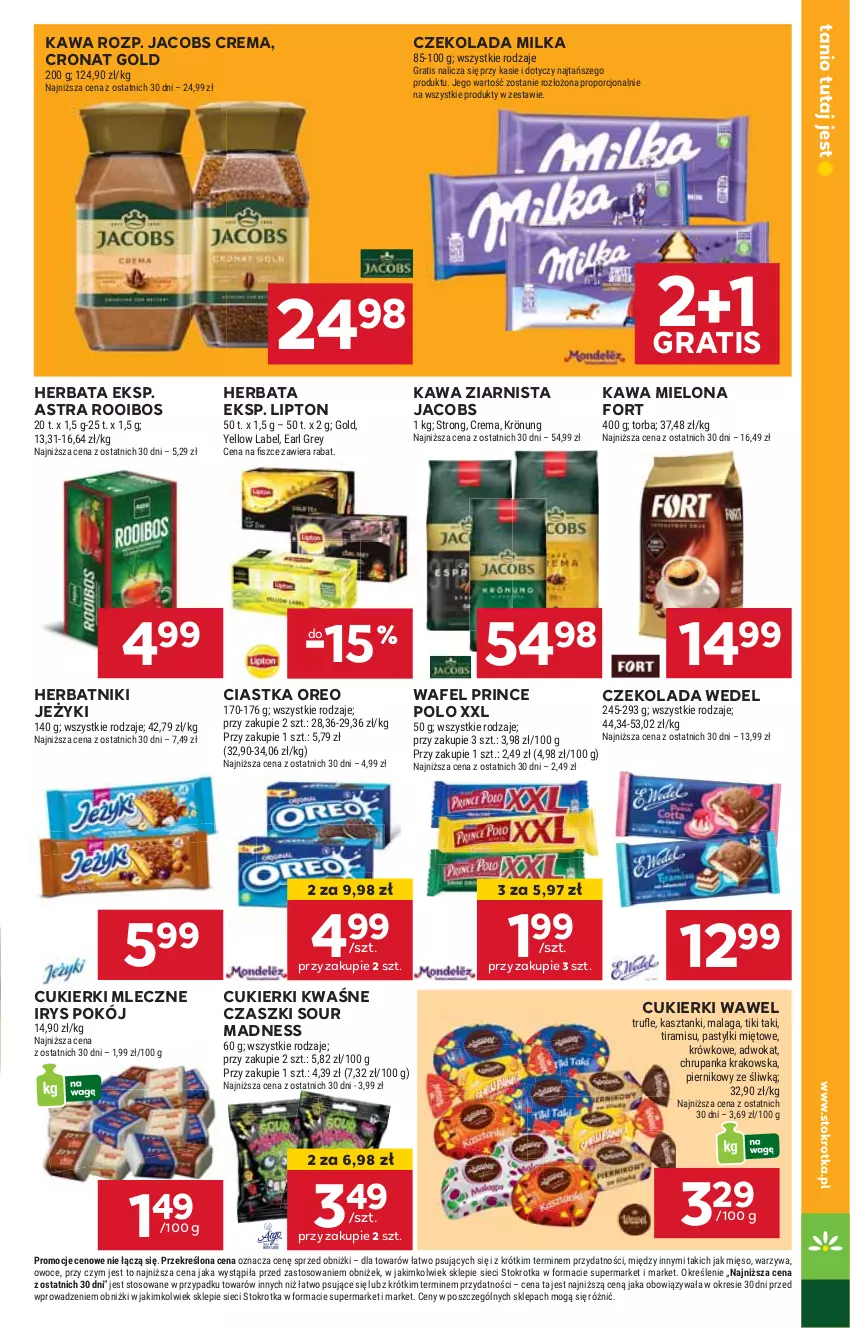 Gazetka promocyjna Stokrotka - Supermarket Opole/Radom - ważna 28.12.2024 do 02.01.2025 - strona 15 - produkty: Ciastka, Cukier, Cukierki, Czekolada, Gra, Herbata, Herbatniki, HP, Jacobs, Jeżyki, Kawa, Kawa mielona, Kawa ziarnista, Lipton, Milka, Oreo, Prince Polo, Wawel