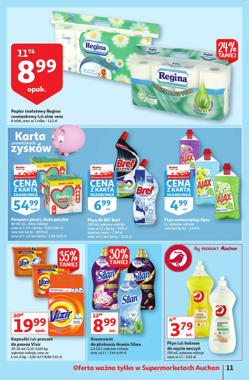 Gazetka promocyjna Auchan - przeNISKIE CENY z Maxi pakami Supermarkety - ważna 20.01 do 26.01.2022 - strona 11 - produkty: Aloe vera, Do mycia naczyń, Gin, Papier, Papier toaletowy, Rum, Silan, Vizir