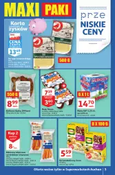 Gazetka promocyjna Auchan - przeNISKIE CENY z Maxi pakami Supermarkety - Gazetka - ważna od 26.01 do 26.01.2022 - strona 3 - produkty: Ser, Ryż, Cenos, Kabanos, Deser, Kiełbasa, Monte, Mleko, Kiełbasa śląska