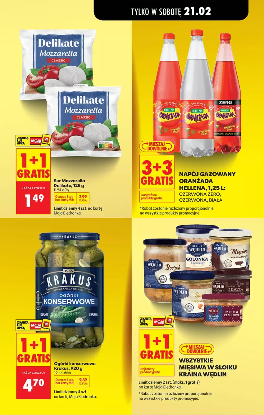 Gazetka promocyjna Biedronka - Od Czwartku - ważna 19.02 do 25.02.2026 - strona 19 - produkty: Gra, Hellena, Krakus, Mozzarella, Napój, Napój gazowany, Ogórki konserwowe, Oranżada, Por, Ser