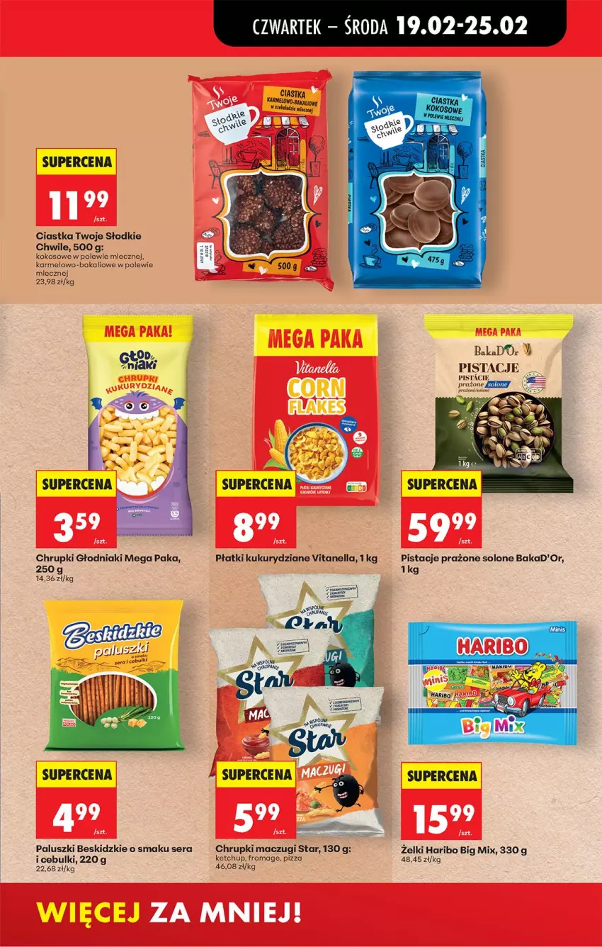 Gazetka promocyjna Biedronka - Od Czwartku - ważna 19.02 do 25.02.2026 - strona 43 - produkty: Beskidzki, Chrupki, Ciastka, Haribo, Ketchup, Kokos, Pistacje, Pizza, Ser