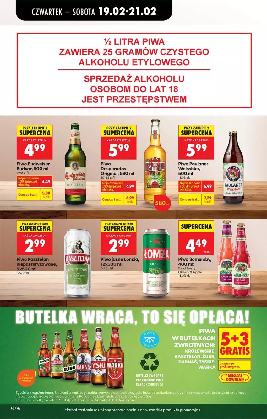 Gazetka promocyjna Biedronka - Od Czwartku - ważna 19.02 do 25.02.2026 - strona 56 - produkty: Desperados, Gin, Lack, Piwo, Piwo jasne, Por, Ser, Somersby
