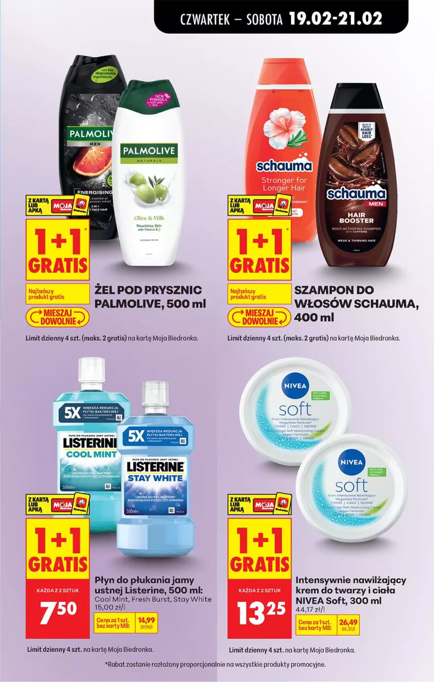 Gazetka promocyjna Biedronka - Od Czwartku - ważna 19.02 do 25.02.2026 - strona 59 - produkty: Booster, Gra, Krem do twarzy, Listerine, Nivea, Palmolive, Płyn do płukania, Por, Schauma, Szampon