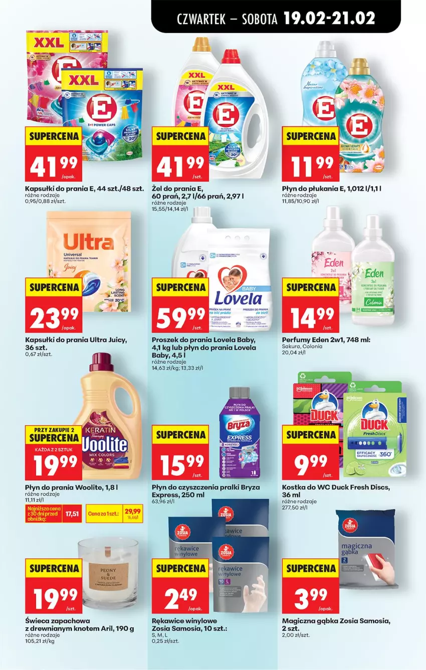 Gazetka promocyjna Biedronka - Od Czwartku - ważna 19.02 do 25.02.2026 - strona 61 - produkty: Bryza, Duck, Gra, Kapsułki do prania, Kostka do wc, Lovela, Perfum, Płyn do płukania, Płyn do prania, Pralki, Proszek do prania, Rękawice, Woolite