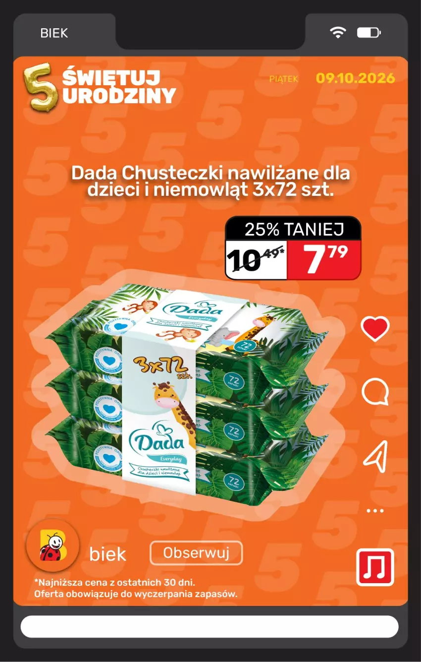 Gazetka promocyjna Biedronka - BIEK - ważna 09.10 do 16.10.2026 - strona 7 - produkty: Chusteczki, Dada, Dzieci
