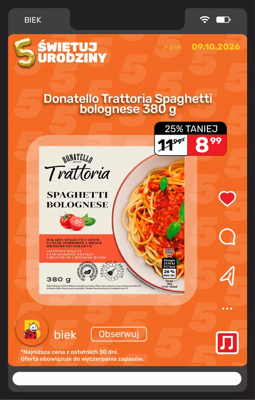 Gazetka promocyjna Biedronka - BIEK - ważna 09.10 do 16.10.2026 - strona 8 - produkty: Spaghetti