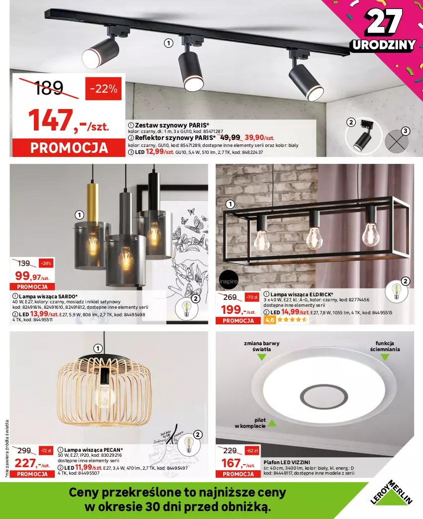 Gazetka promocyjna Leroy Merlin - Gazetka Leroy Merlin - ważna 10.05 do 30.05.2023 - strona 11 - produkty: Lampa, Lampa wisząca, Naświetlacz, Plafon, Plafon LED, Reflektor, Ser, Słupek, Sos