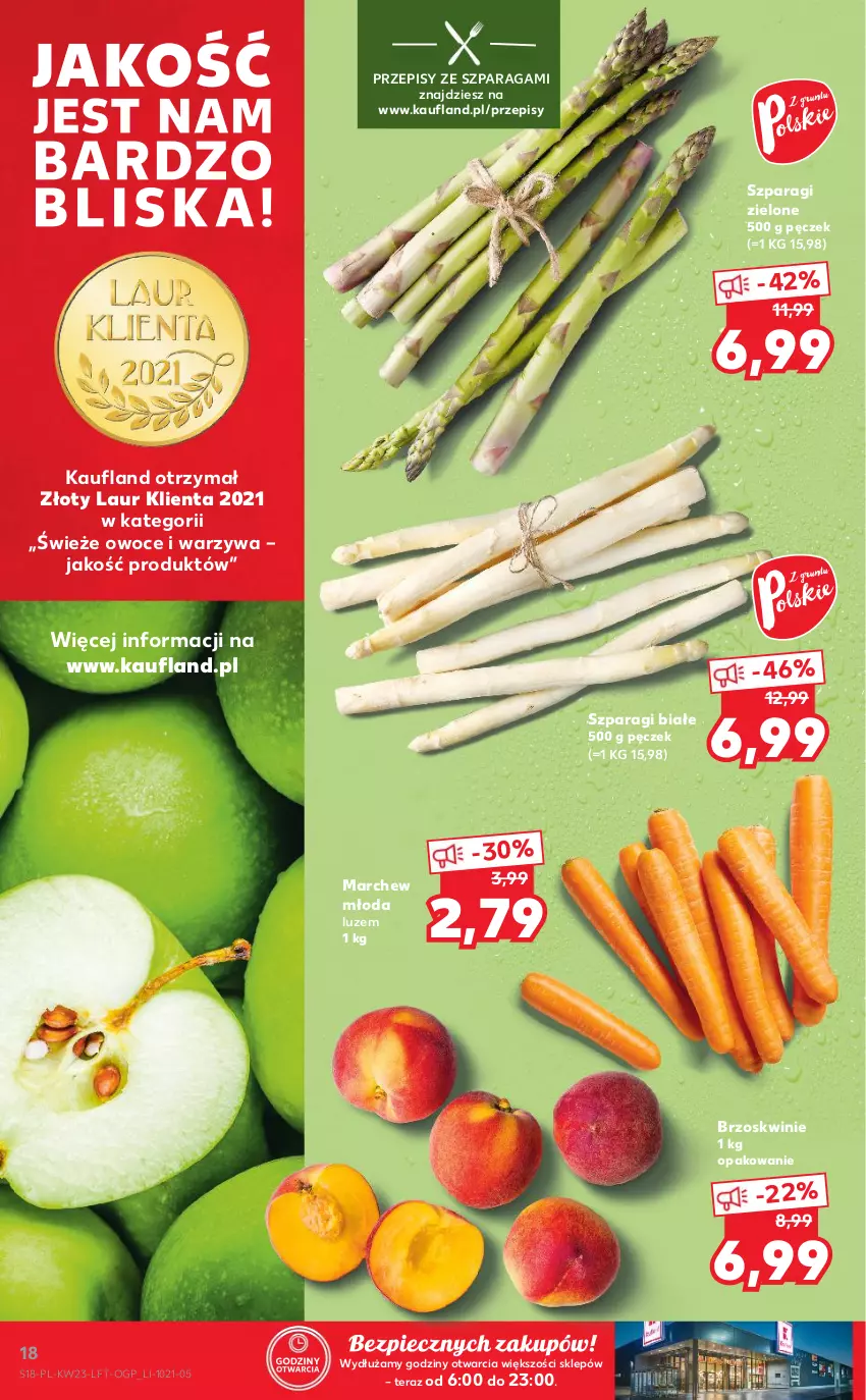 Gazetka promocyjna Kaufland - OFERTA TYGODNIA - ważna 10.06 do 16.06.2021 - strona 18 - produkty: Brzoskwinie, Laur, Owoce, Piec, Tera, Warzywa