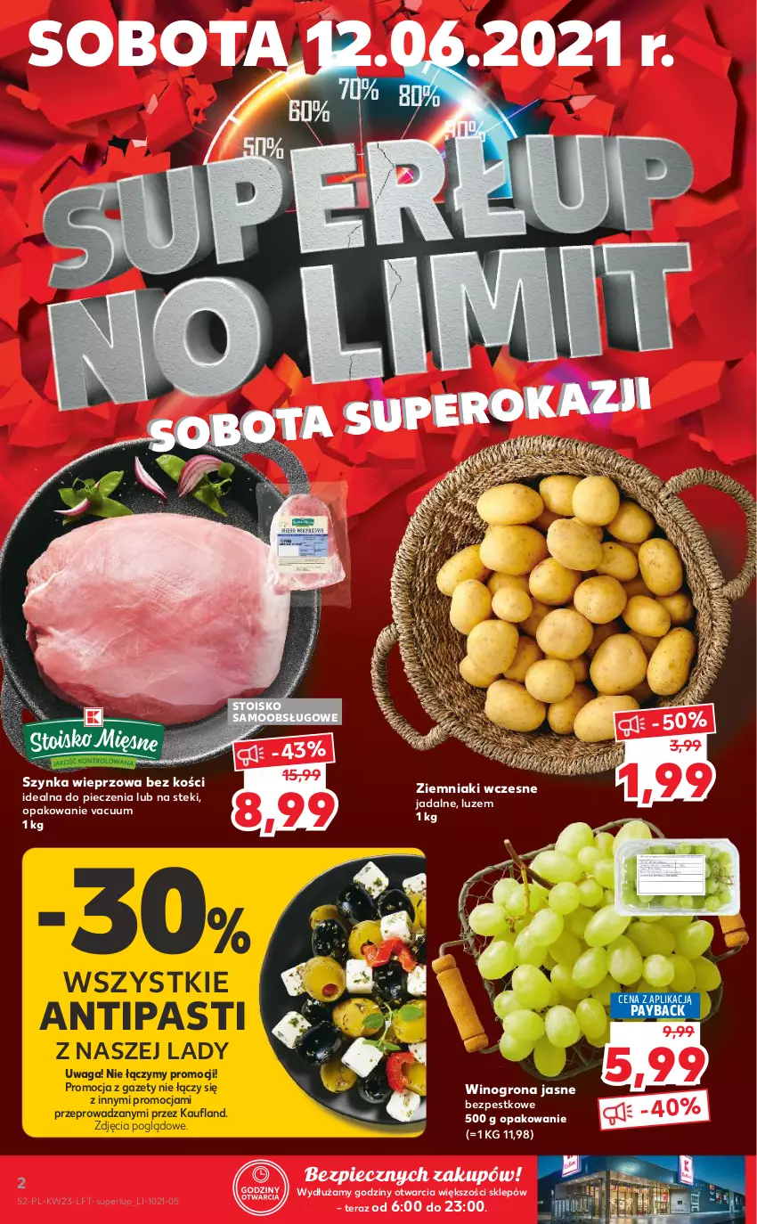 Gazetka promocyjna Kaufland - OFERTA TYGODNIA - ważna 10.06 do 16.06.2021 - strona 2 - produkty: Piec, Stek, Szynka, Szynka wieprzowa, Tera, Waga, Wino, Winogrona, Ziemniaki