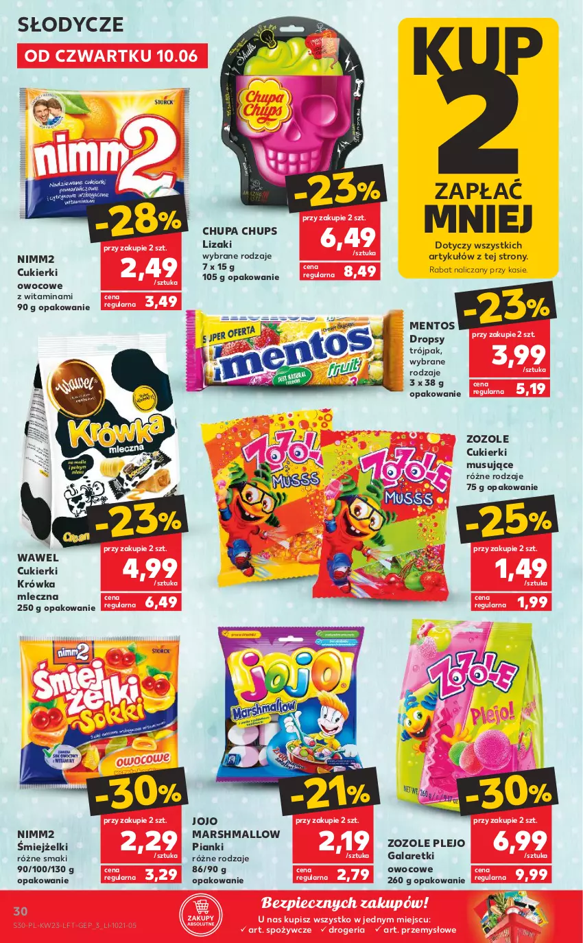 Gazetka promocyjna Kaufland - OFERTA TYGODNIA - ważna 10.06 do 16.06.2021 - strona 30 - produkty: Chupa Chups, Cukier, Cukierki, Gala, Galaretki, Lizaki, Mars, Mentos, Mus, Nimm2, Piec, Wawel