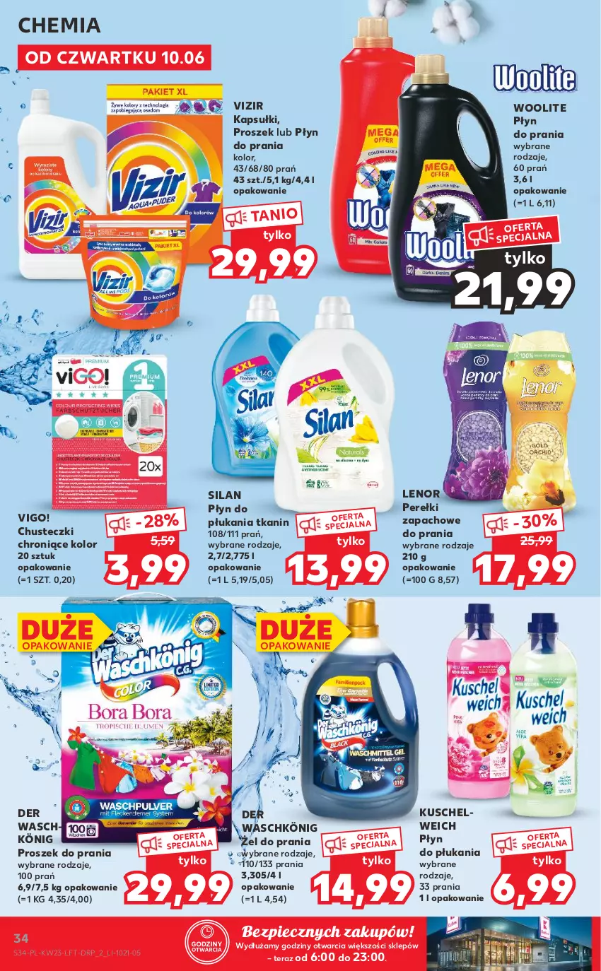 Gazetka promocyjna Kaufland - OFERTA TYGODNIA - ważna 10.06 do 16.06.2021 - strona 34 - produkty: Chusteczki, König, Lenor, Perełki zapachowe, Piec, Płyn do płukania, Płyn do prania, Proszek do prania, Silan, Tera, Vizir, Woolite