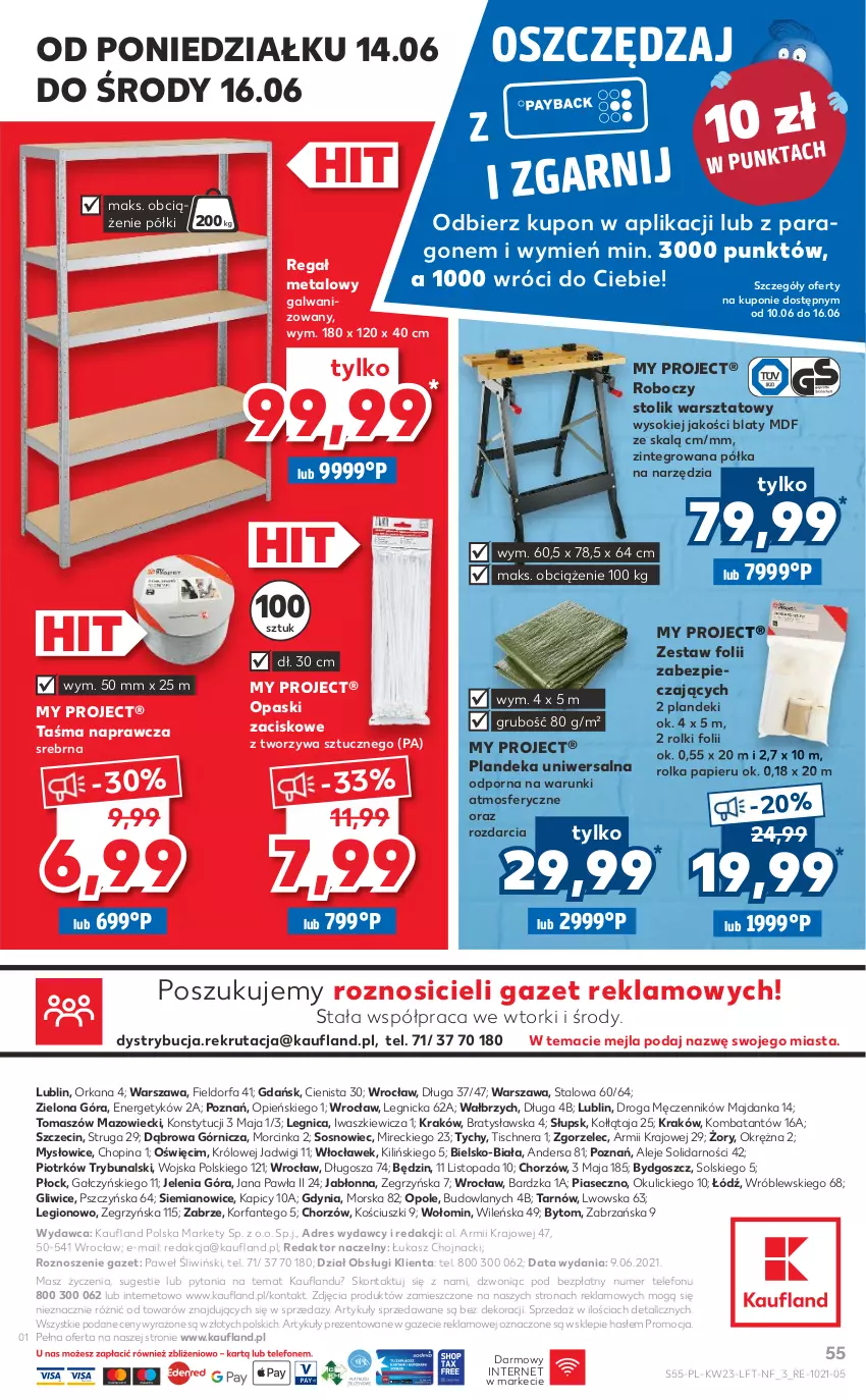 Gazetka promocyjna Kaufland - OFERTA TYGODNIA - ważna 10.06 do 16.06.2021 - strona 55 - produkty: Dres, Fa, Inka, Orka, Papier, Piec, Półka, Por, Regał, Regał metalowy, Rolka papieru, Rolki, Sok, Sos, Stolik, Taśma naprawcza, Telefon, Top