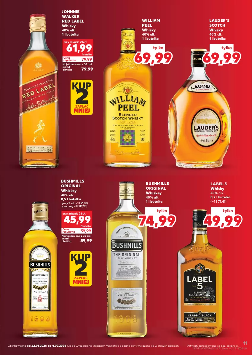 Gazetka promocyjna Kaufland - Barek Kauflandu - ważna 22.01 do 04.02.2026 - strona 11 - produkty: Bushmills, Gin, Johnnie Walker, Whiskey, Whisky