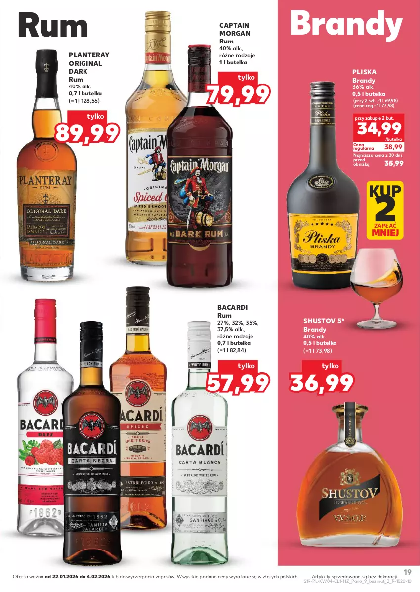 Gazetka promocyjna Kaufland - Barek Kauflandu - ważna 22.01 do 04.02.2026 - strona 19 - produkty: Bacardi, Brandy, Captain Morgan, Gin, Pliska, Rum, Tera