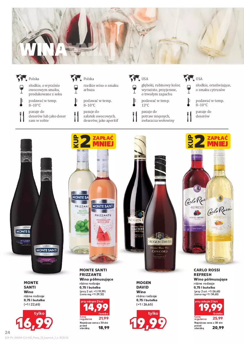 Gazetka promocyjna Kaufland - Barek Kauflandu - ważna 22.01 do 04.02.2026 - strona 24 - produkty: Arbuz, Carlo Rossi, Deser, Mogen David, Monte, Monte Santi, Mus, Rubin, Sałat, Ser, Sok, Wino